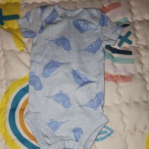Blue Narwhal Print Kids One Piece